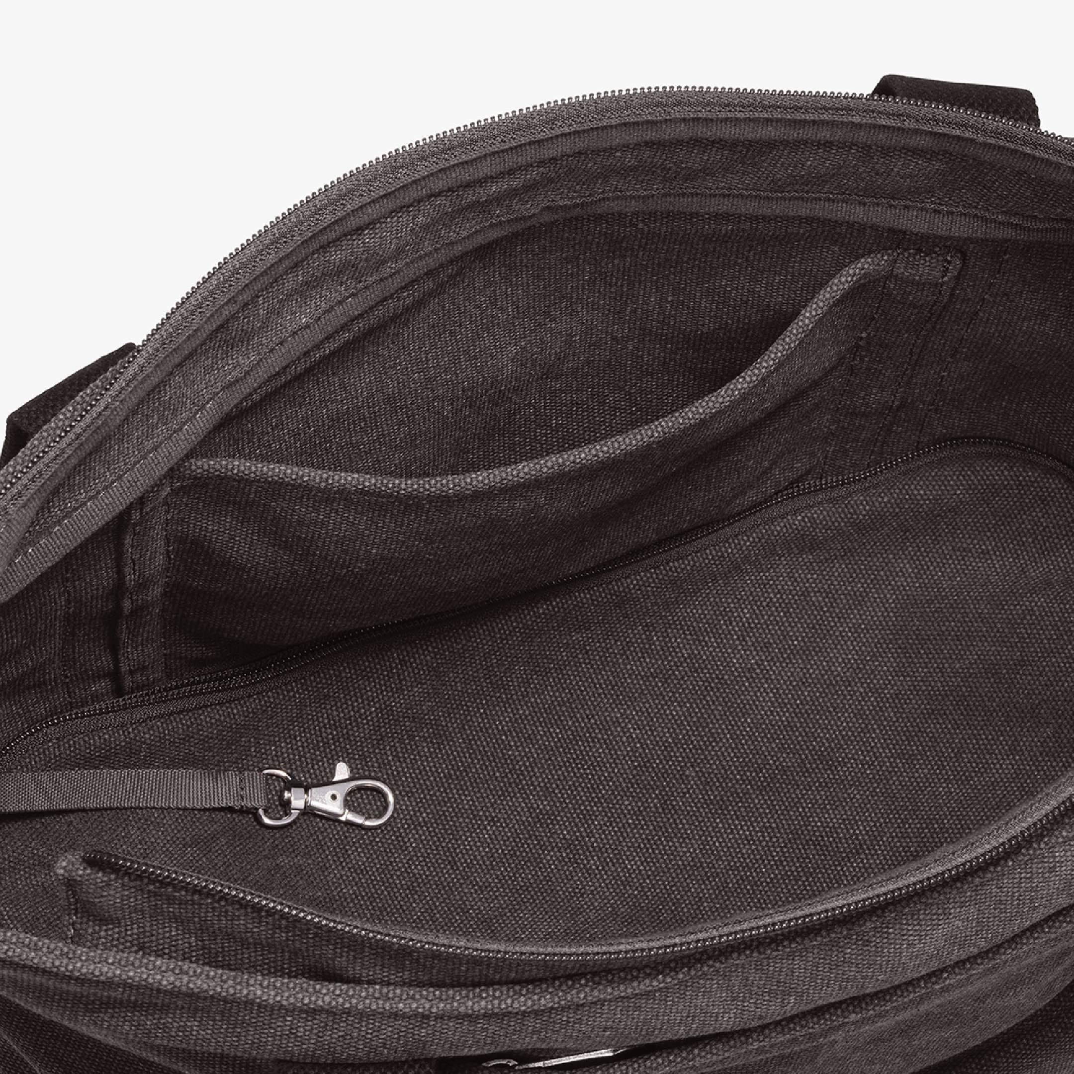 Slip Compartment - Catalina Day Tote - Eco Friendly Canvas - Midnight Ash - Tote - Lo & Sons