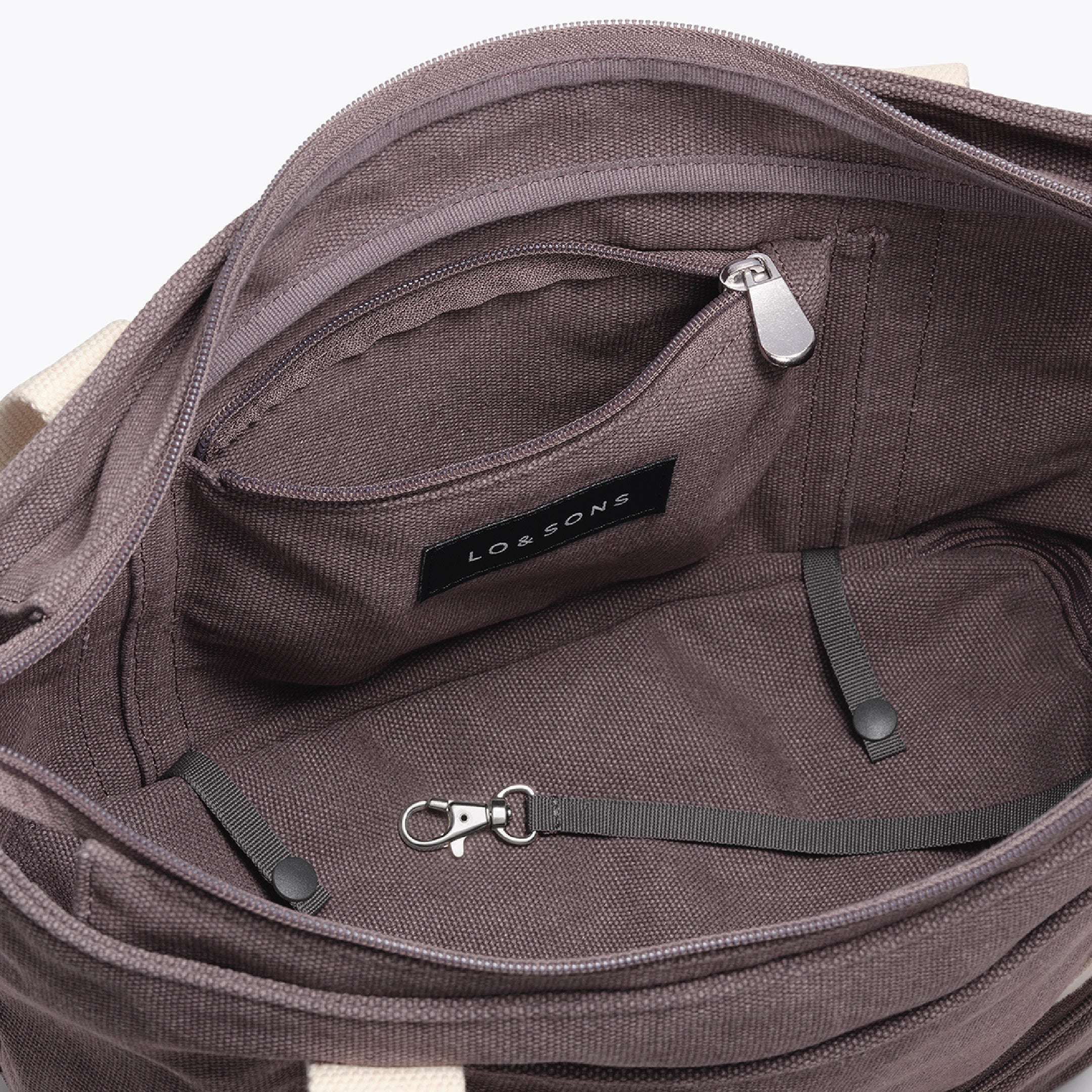 Main Compartment - Catalina Day Tote - Eco Friendly Canvas - Thistle - Tote - Lo & Sons