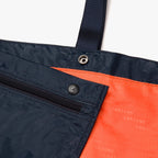 Interior pouch buttons close up - The Del Mar Packable Tote Large - Navy - Lo & Sons