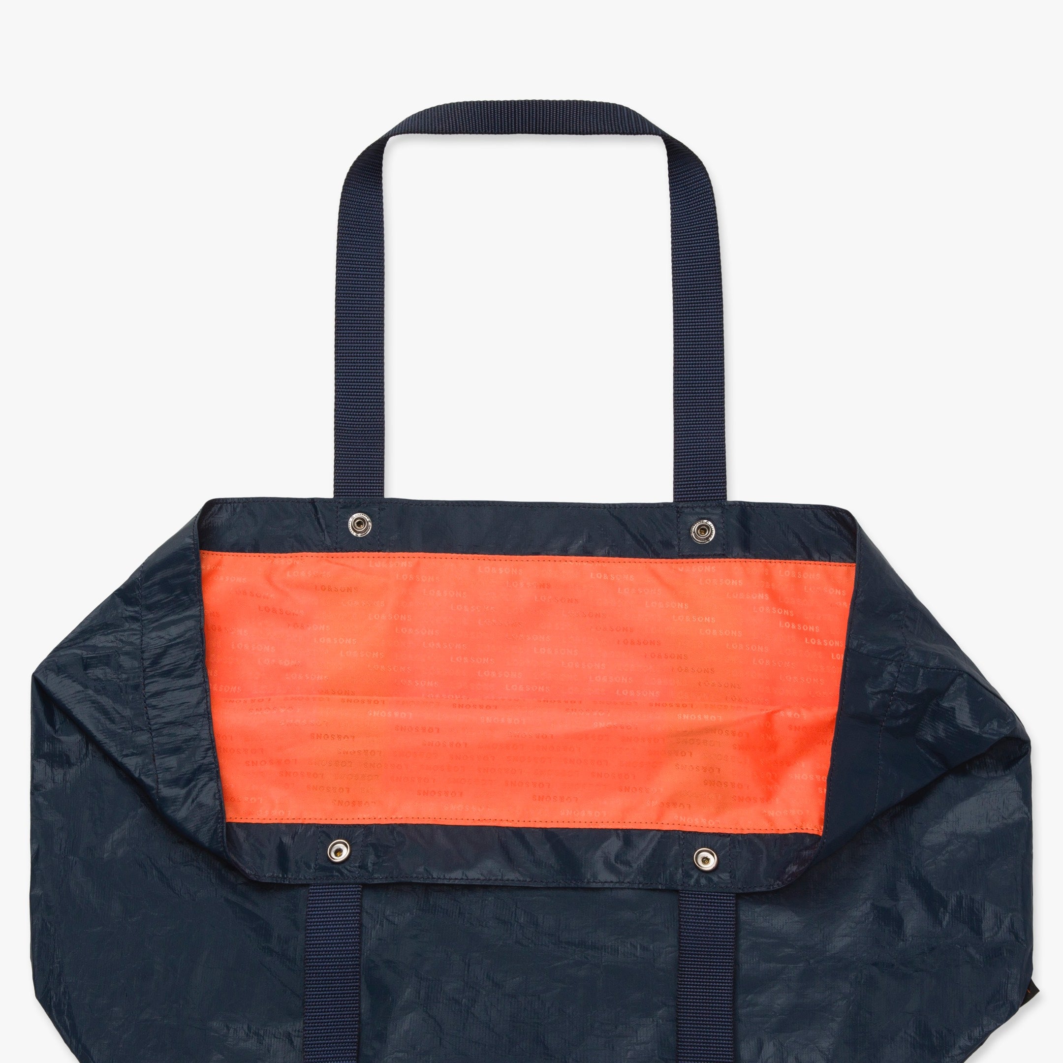 Interior pouch open - The Del Mar Packable Tote Large - Navy - Lo & Sons