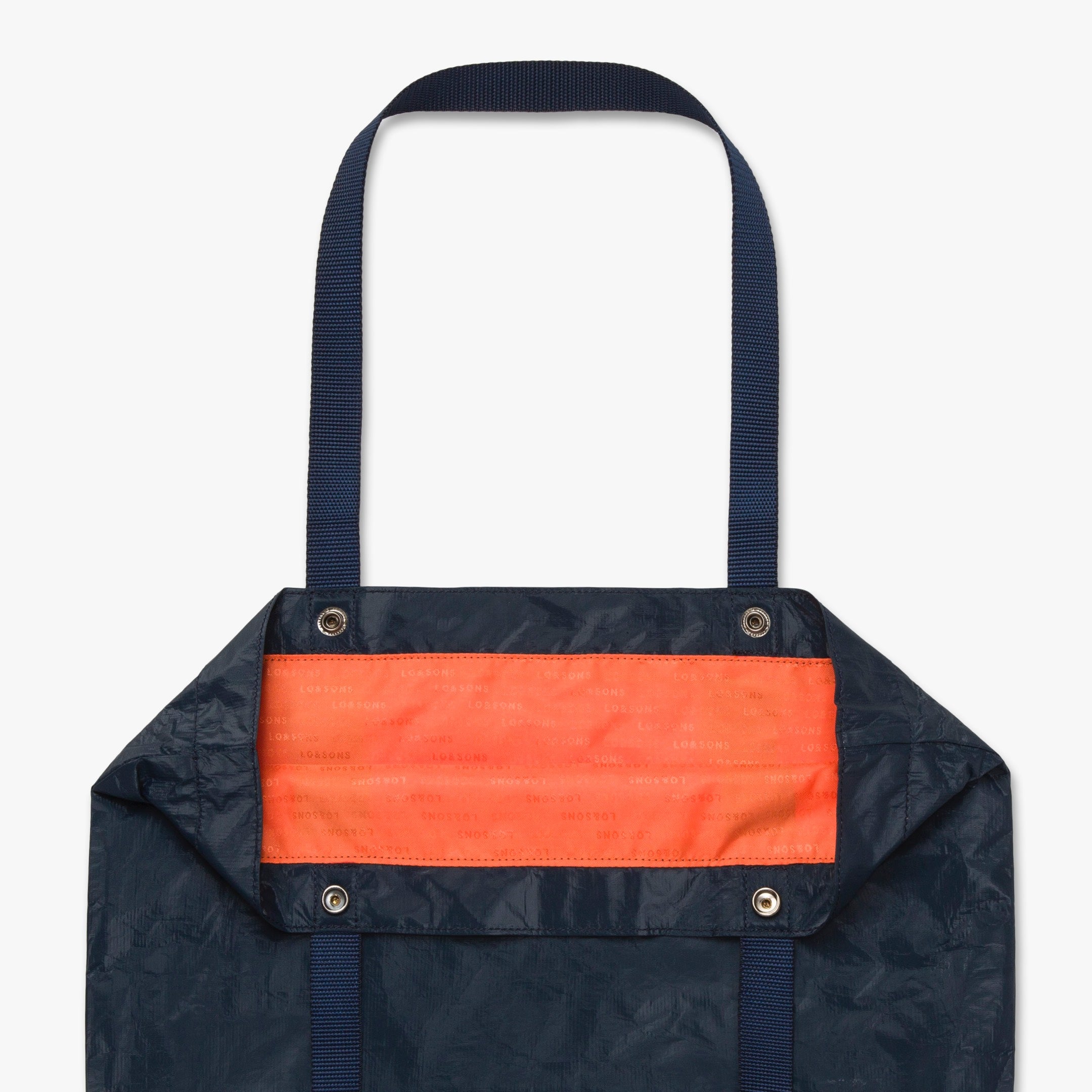Interior pouch with buttons - The Del Mar Packable Tote Small - Navy - Lo & Sons