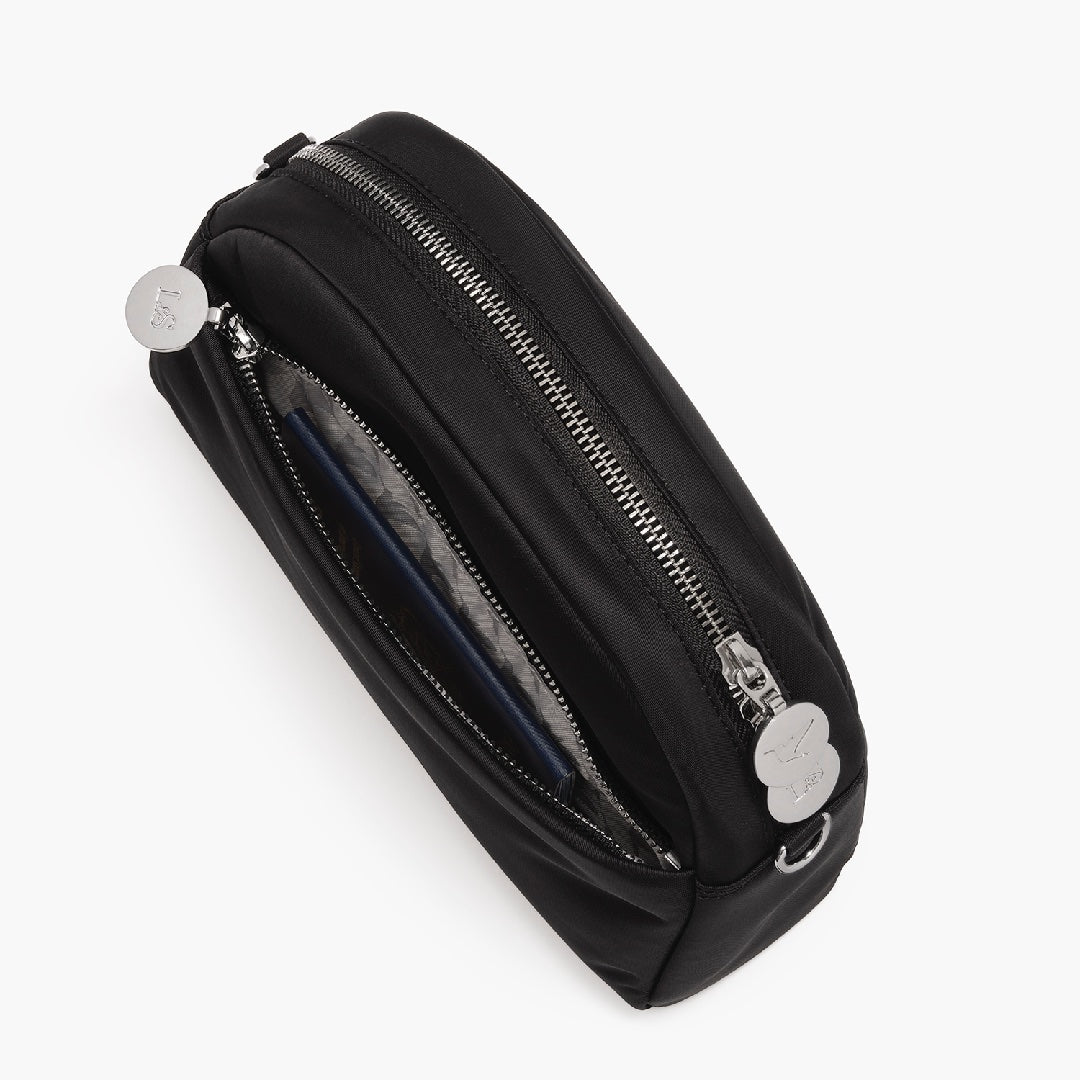 Front pocket - Nouvelle - Recycled Nylon - Black / Silver / Grey - Crossbody Bags - Lo & Sons