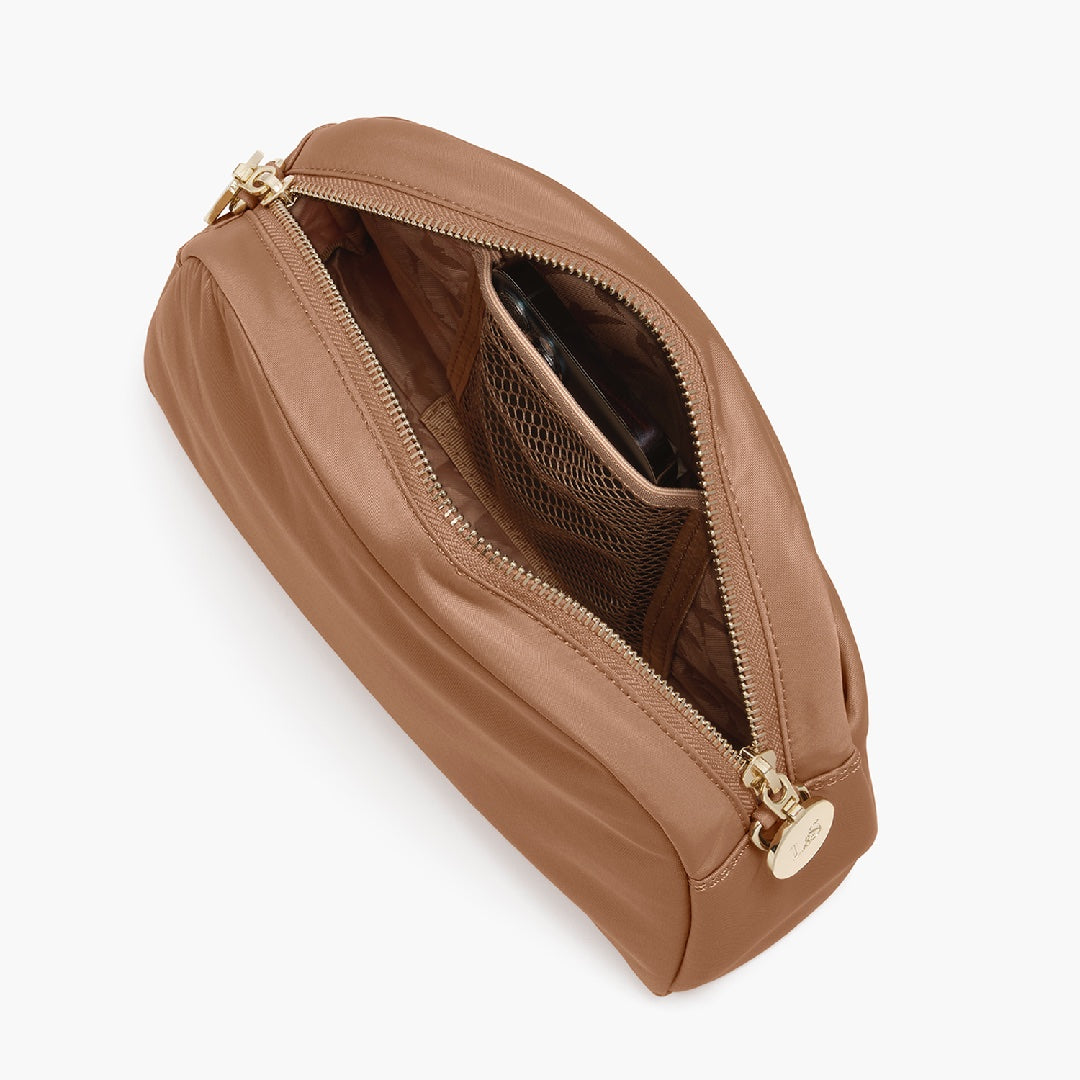 Interior back pocket - Nouvelle - Recycled Nylon - Dark Tan / Gold / Camel - Crossbody Bags - Lo & Sons