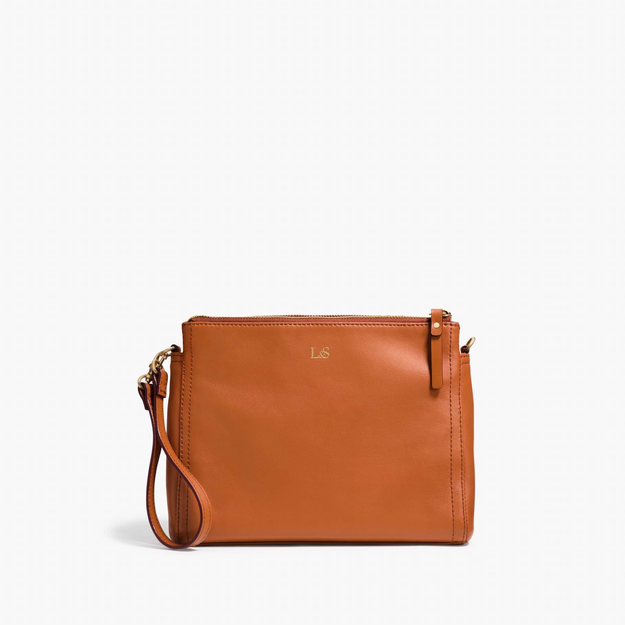 Wristlet - The Pearl - Nappa Leather - Sienna / Gold / Camel - Crossbody - Lo & Sons