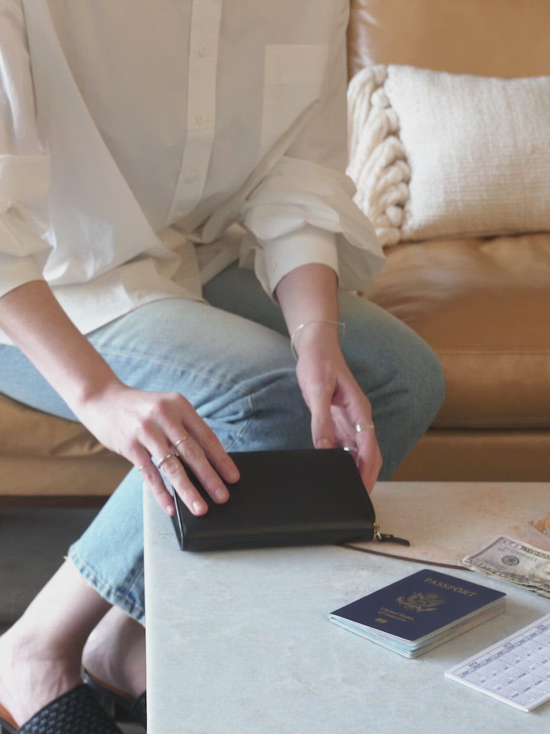 OUR レザー バケツバッグ&amp;レザーウォレット Lo & Sons Leather Wallet - Saffiano - Rose Quartz / Gold / Camel