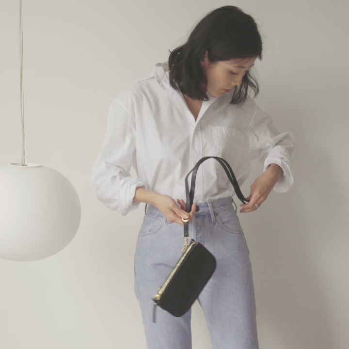 Lo & Sons Waverley 2 Belt Bag - Saffiano Leather - Ivory/Gold/Camel