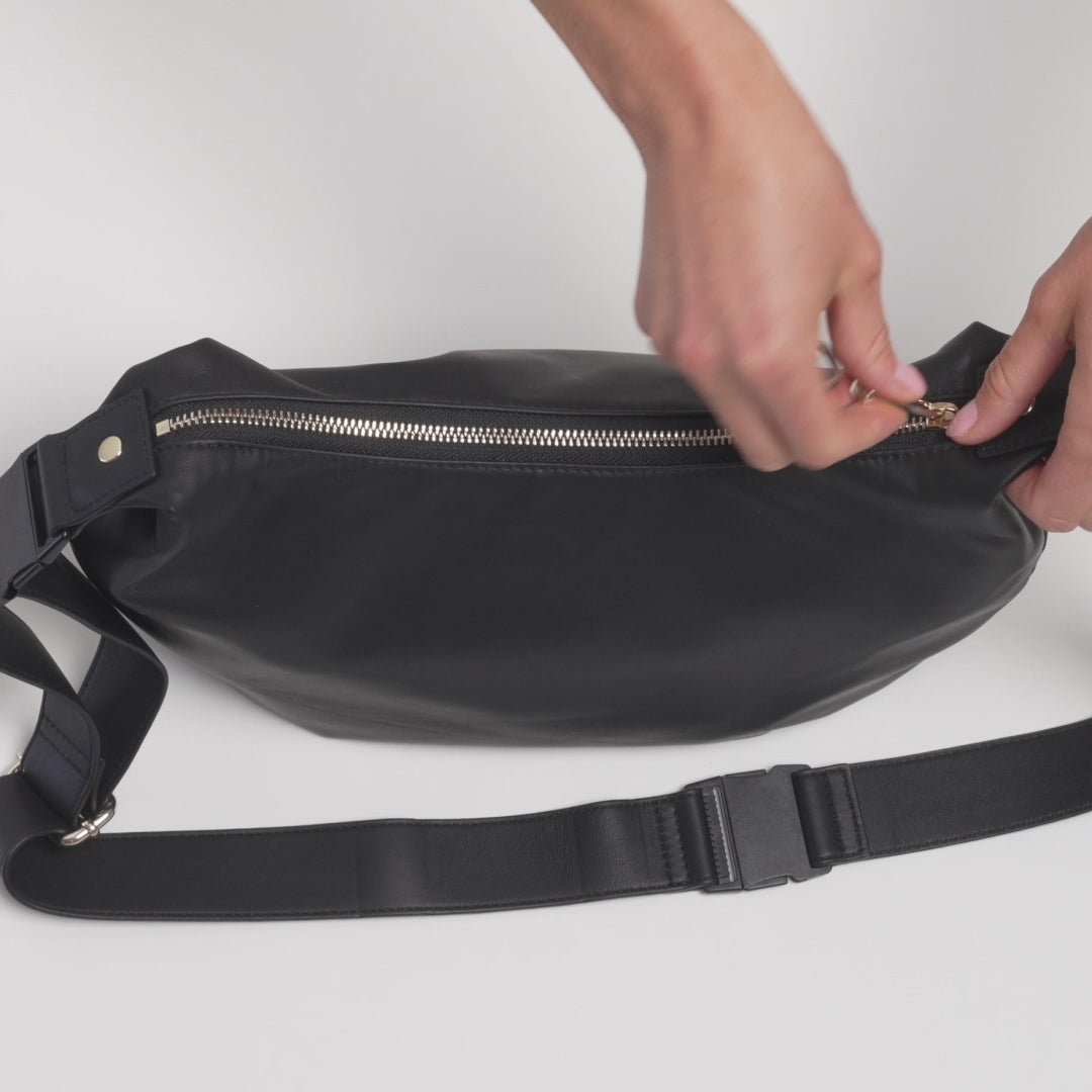 Lo & Sons Aoyama 2 Leather Crescent Crossbody Bag - Cognac