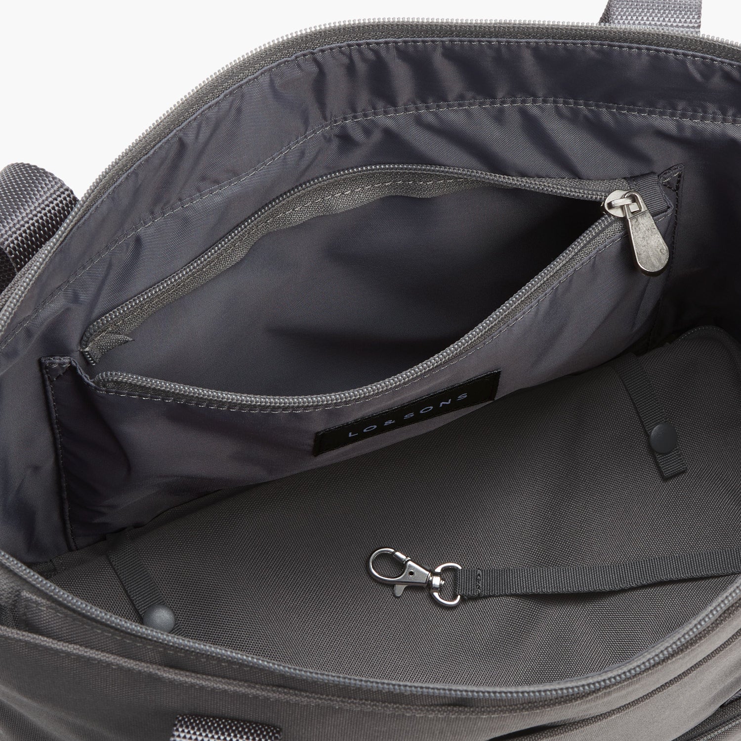 Interior Slip Pockets - Catalina Day Tote - 600D Recycled Poly - Grey - Tote - Lo & Sons