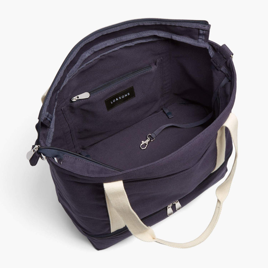 Interior Empty - Catalina Deluxe Tote - Organic Canvas - Deep Navy - Tote - Lo & Sons