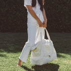 close up in hands - The Catalina Deluxe - Organic Canvas - Natural - Weekender - Lo & Sons