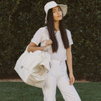 Worn on shoulder - The Catalina Deluxe - Organic Canvas - Natural - Weekender - Lo & Sons