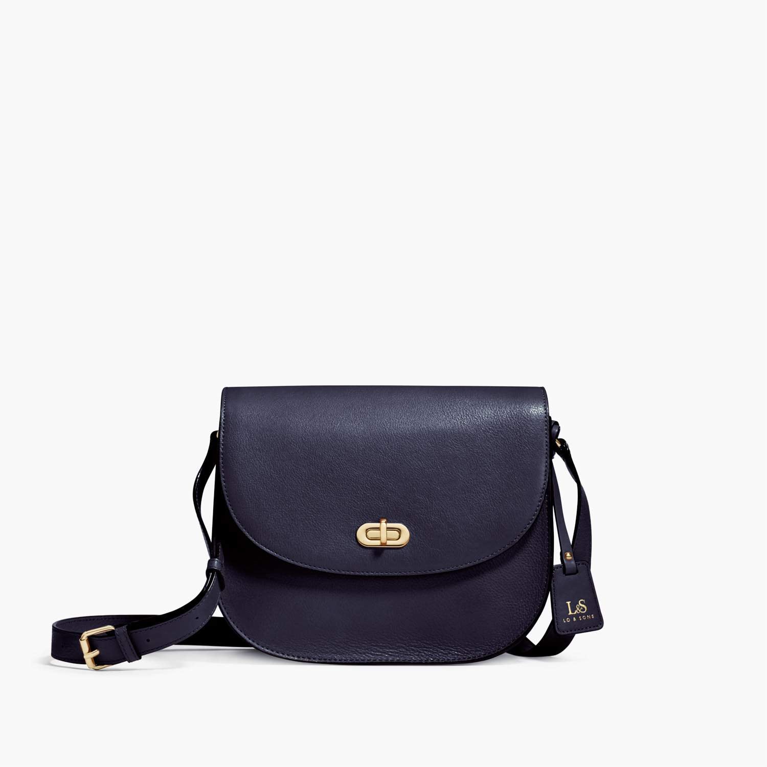 Front - Claremont - Full Grain Leather - Deep Navy - Crossbody Bag - Lo & Sons