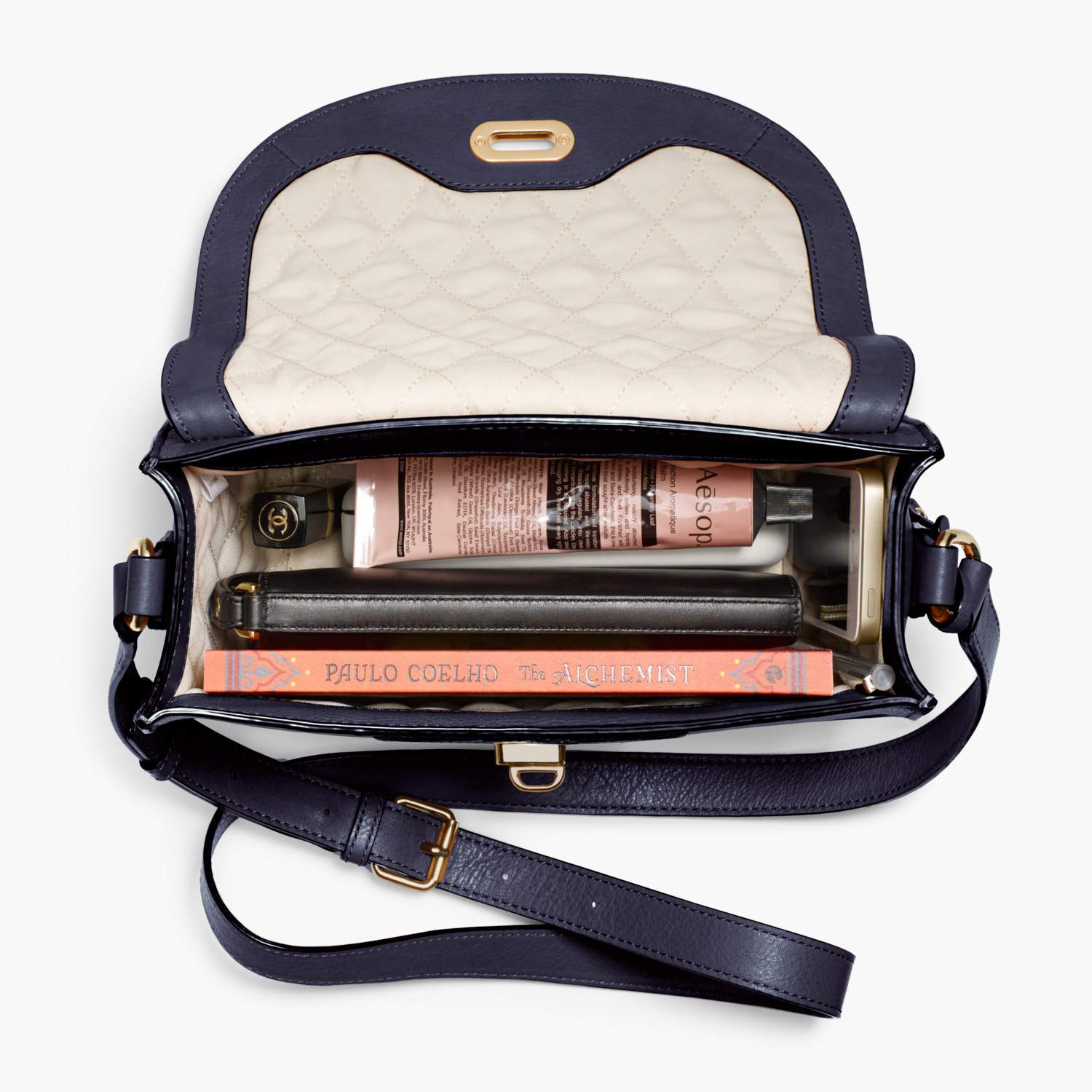 Interior Packed - Claremont - Full Grain Leather - Deep Navy - Crossbody Bag - Lo & Sons