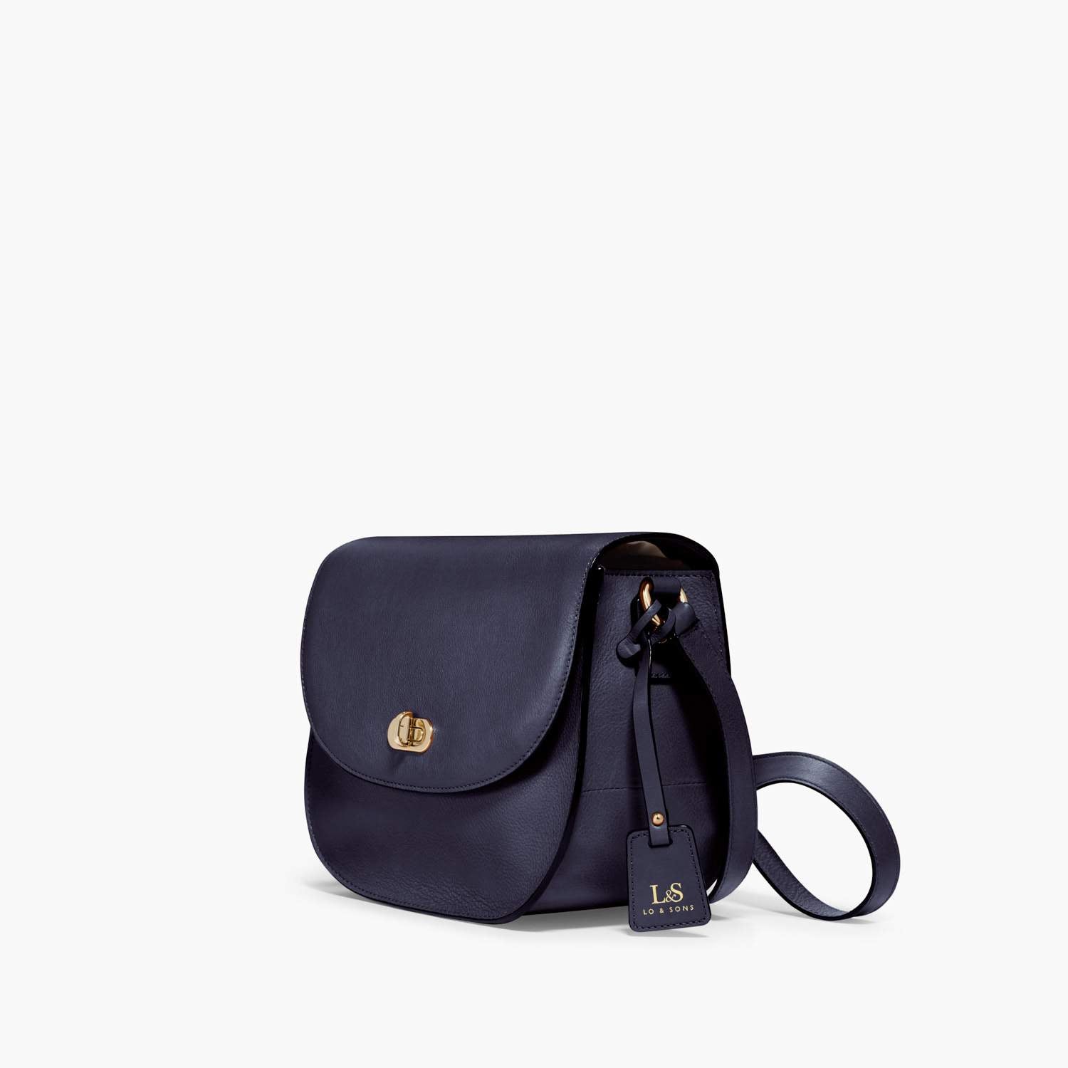 Side - Claremont - Full Grain Leather - Deep Navy - Crossbody Bag - Lo & Sons