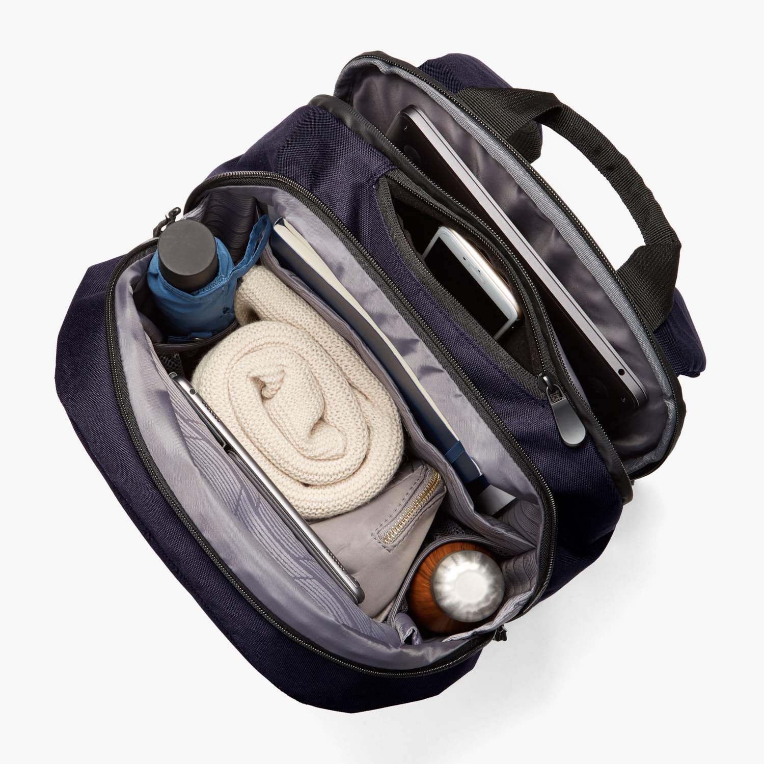 Interior Packed - Hanover 2 - 600D Recycled Poly - Deep Navy - Backpack - Lo & Sons