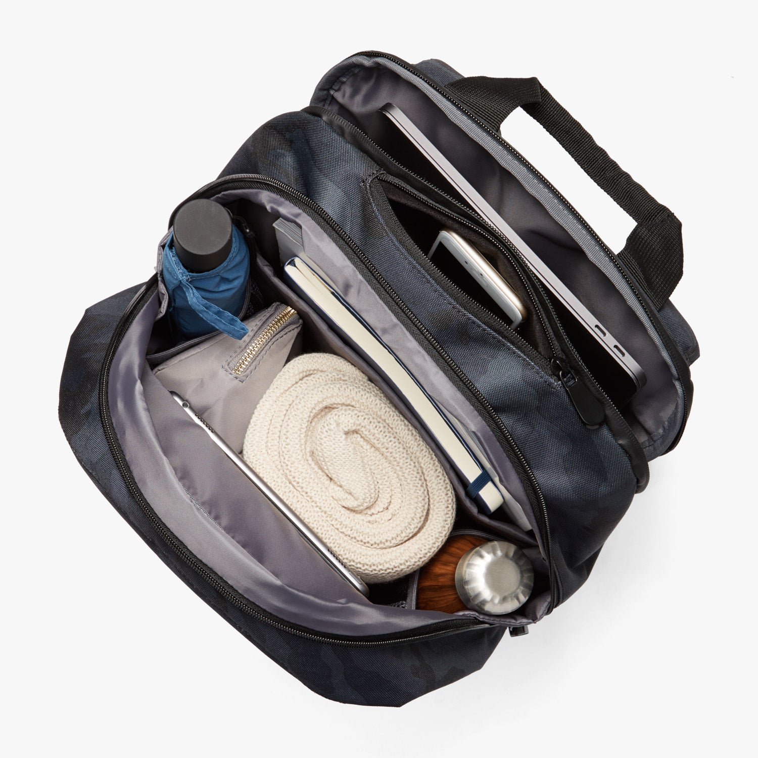 Interior Full - Hanover 2 - 600D Recycled Poly - Navy Camo - Backpack - Lo & Sons