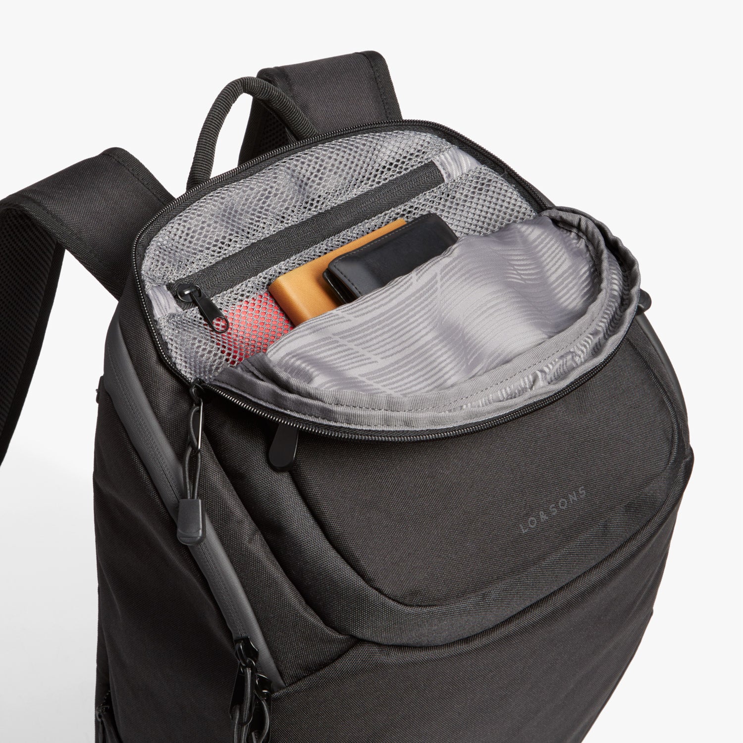 Top Pocket - The Hakuba - 600D Recycled Poly - Onyx / Black / Grey Wave - Backpack - Lo & Sons