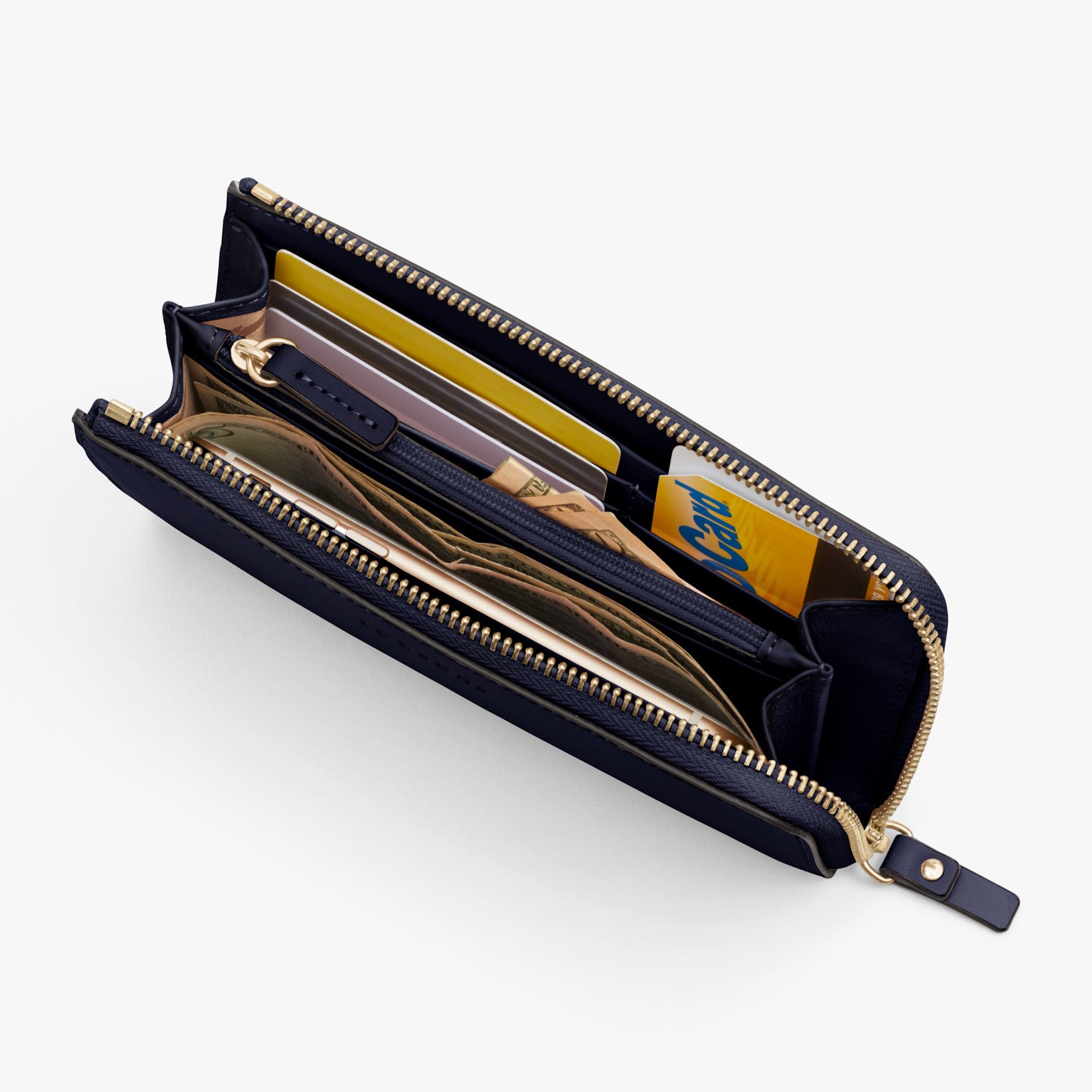 Interior Packed - Leather Wallet - Nappa Leather - Deep Navy / Gold / Camel - Small Accessory - Lo & Sons