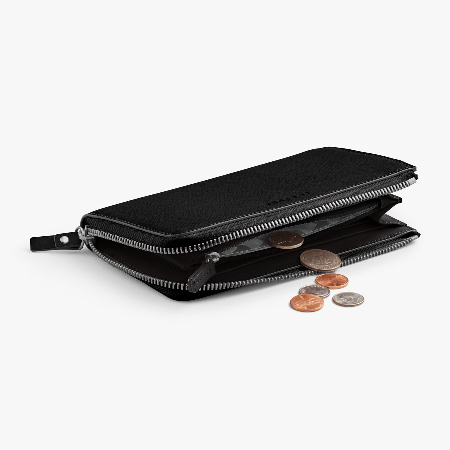 Coin Pocket - Leather Wallet - Saffiano Leather - Black / Silver / Grey - Small Accessory - Lo & Sons