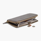 Coin Pocket - Leather Wallet - Saffiano Leather - Graphite / Brass / Grey - Small Accessory - Lo & Sons