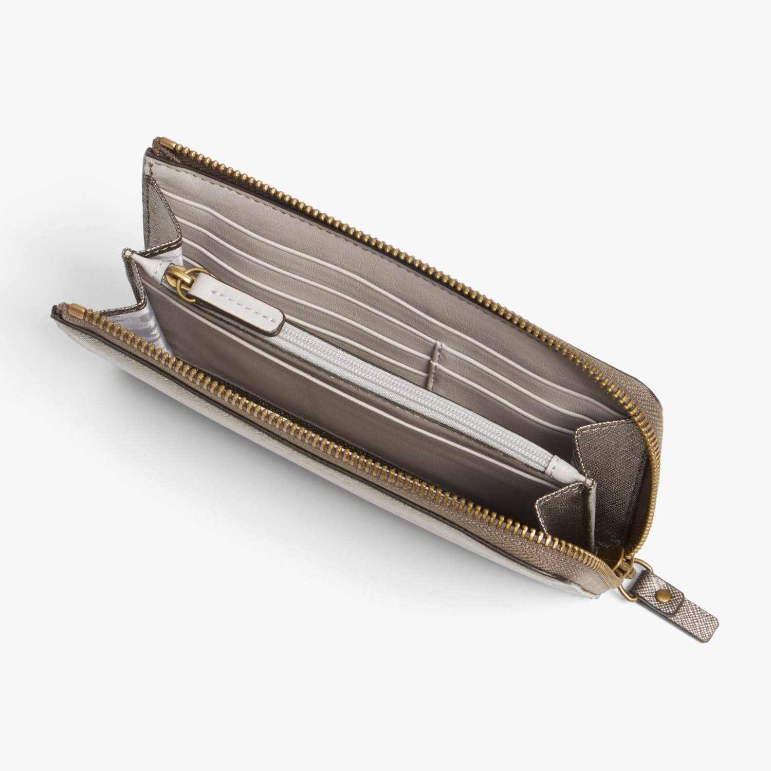 Interior Empty - Leather Wallet - Saffiano Leather - Graphite / Brass / Grey - Small Accessory - Lo & Sons