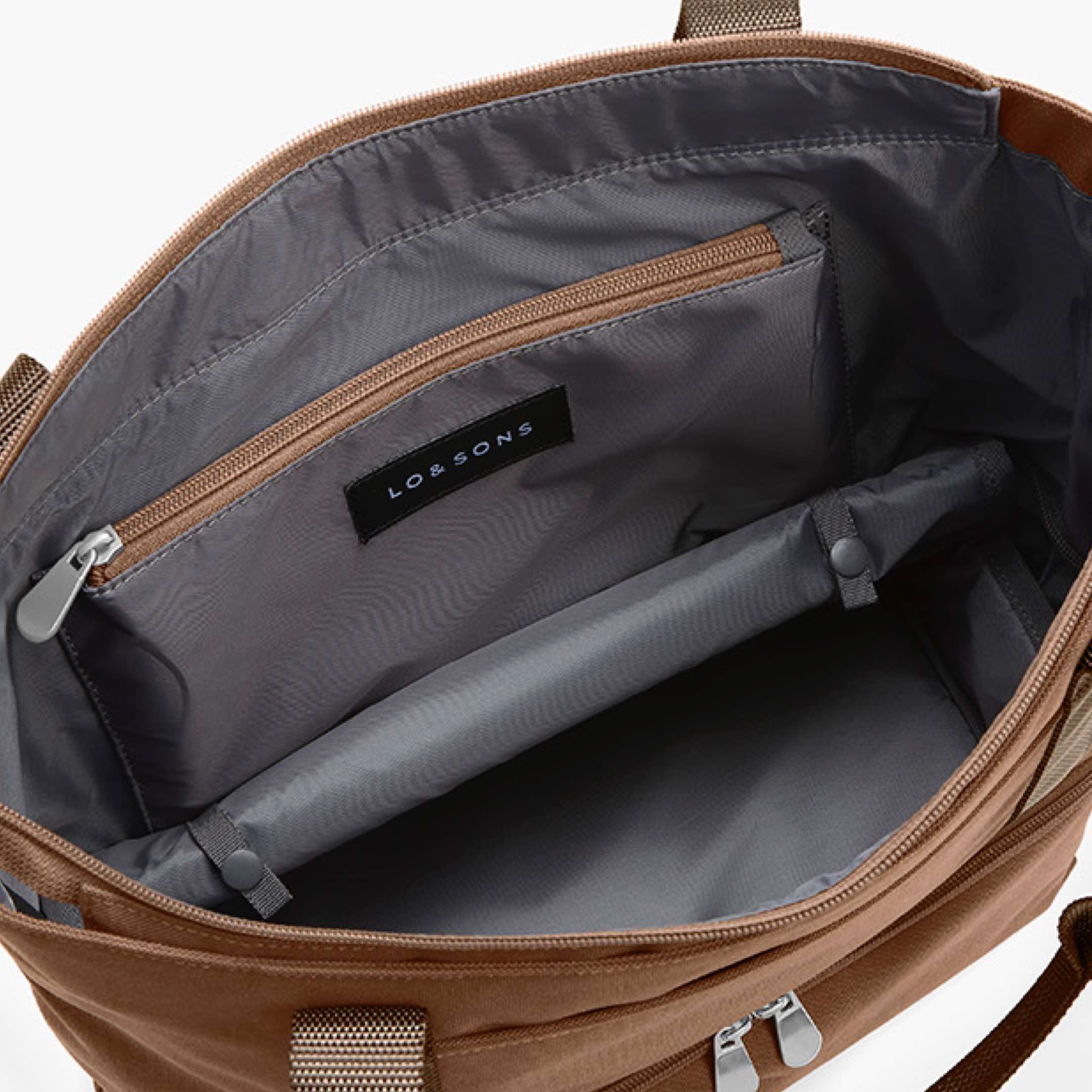 Expandable compartment - Catalina Day Tote - 600D Recycled Poly - Golden Brown - Tote - Lo & Sons