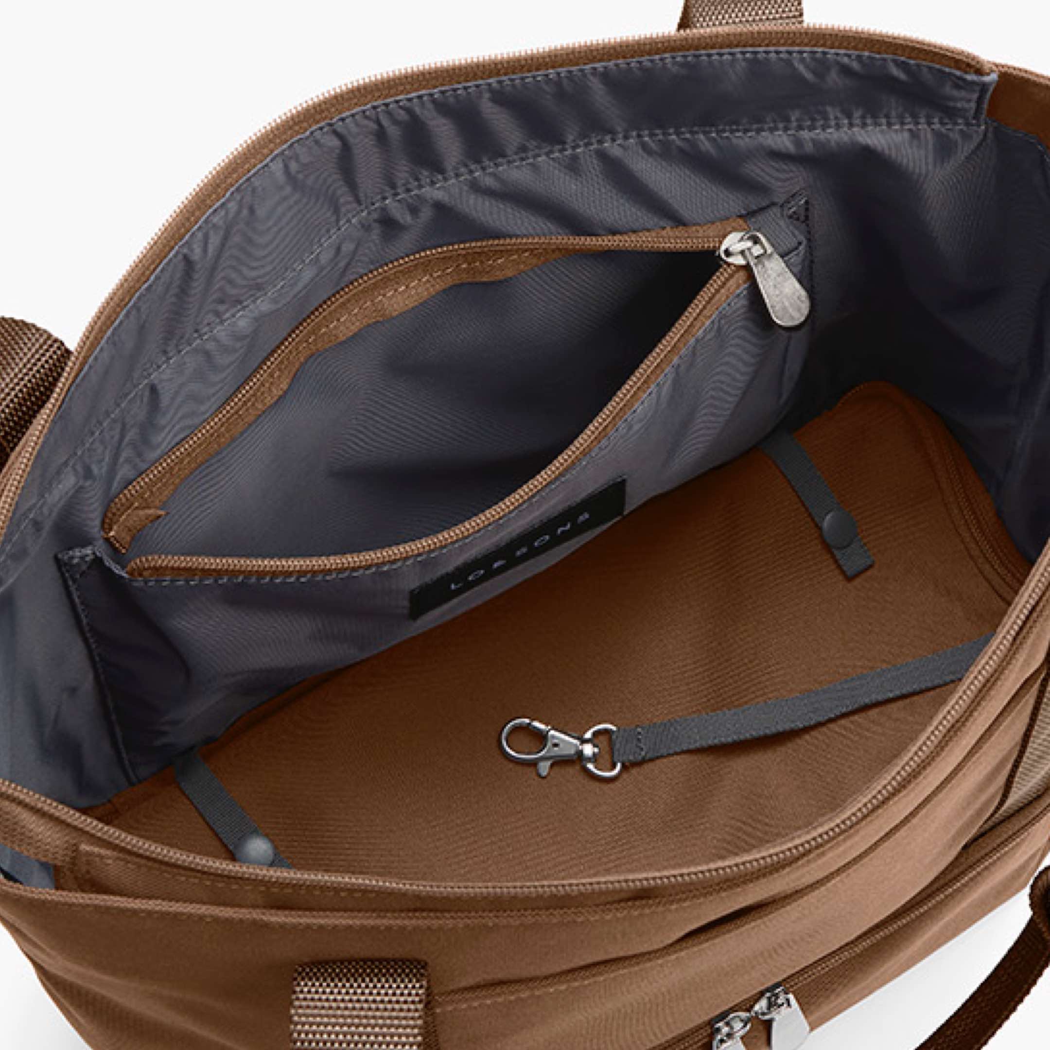 Interior slip pockets - Catalina Day Tote - 600D Recycled Poly - Golden Brown - Tote - Lo & Sons