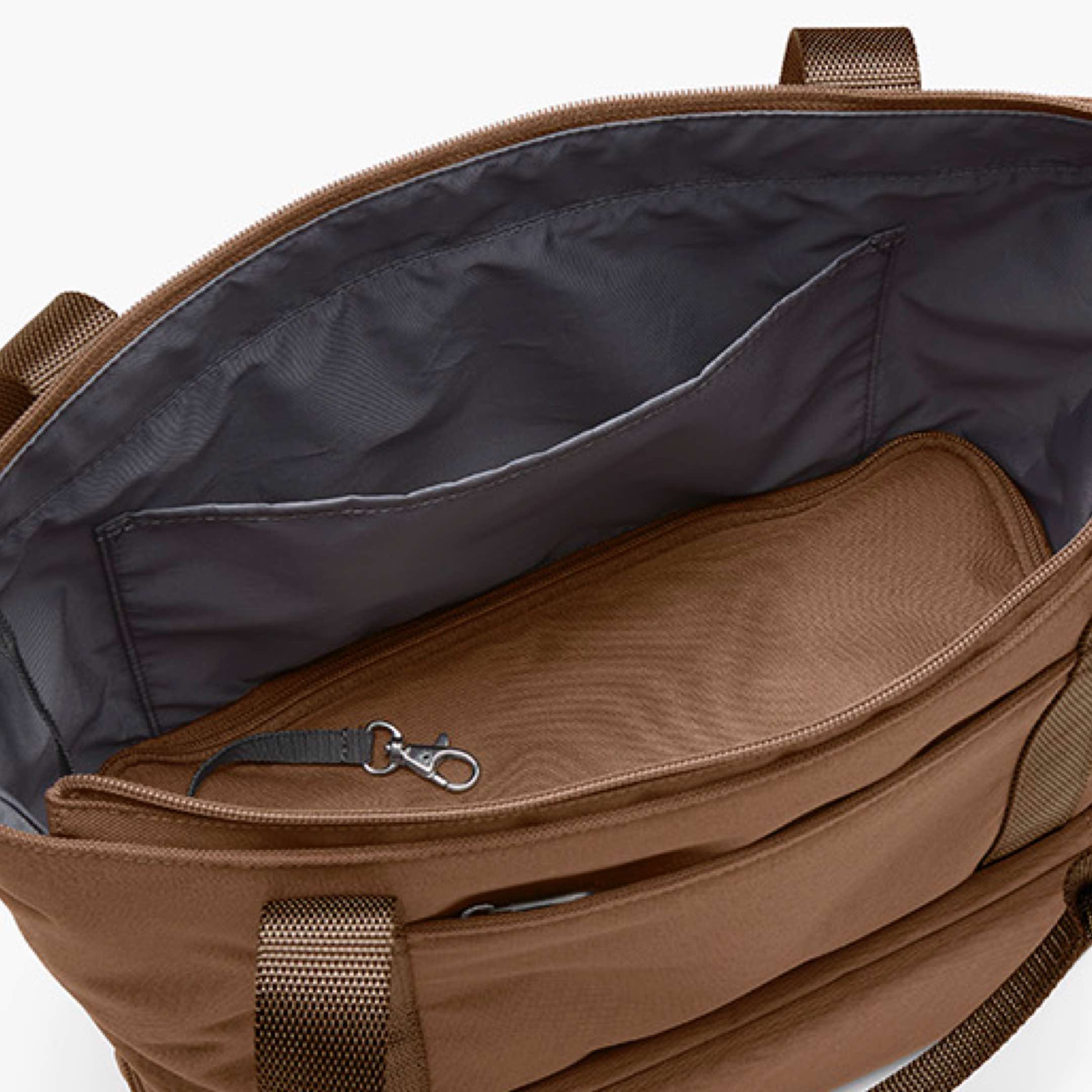 Interior Zip pocket - Catalina Day Tote - 600D Recycled Poly - Golden Brown - Tote - Lo & Sons