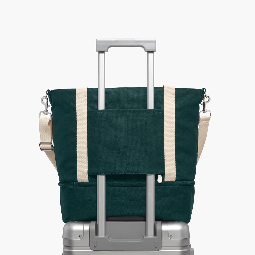 Back  - Catalina Deluxe Tote - Dark Green Canvas - Lo & Sons