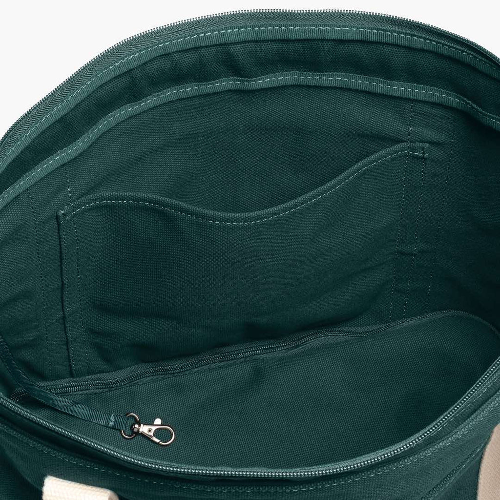 Interior Slip Pocket  - Catalina Deluxe Tote - Dark Green Canvas - Lo & Sons