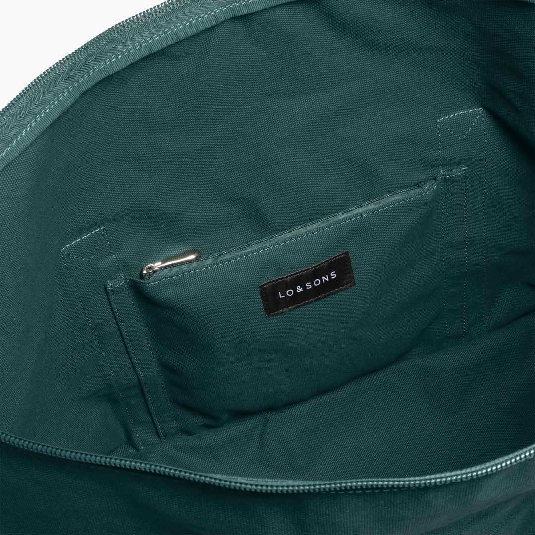 Interior zipper pocket  - Catalina Deluxe  - Dark Green Canvas - Lo & Sons