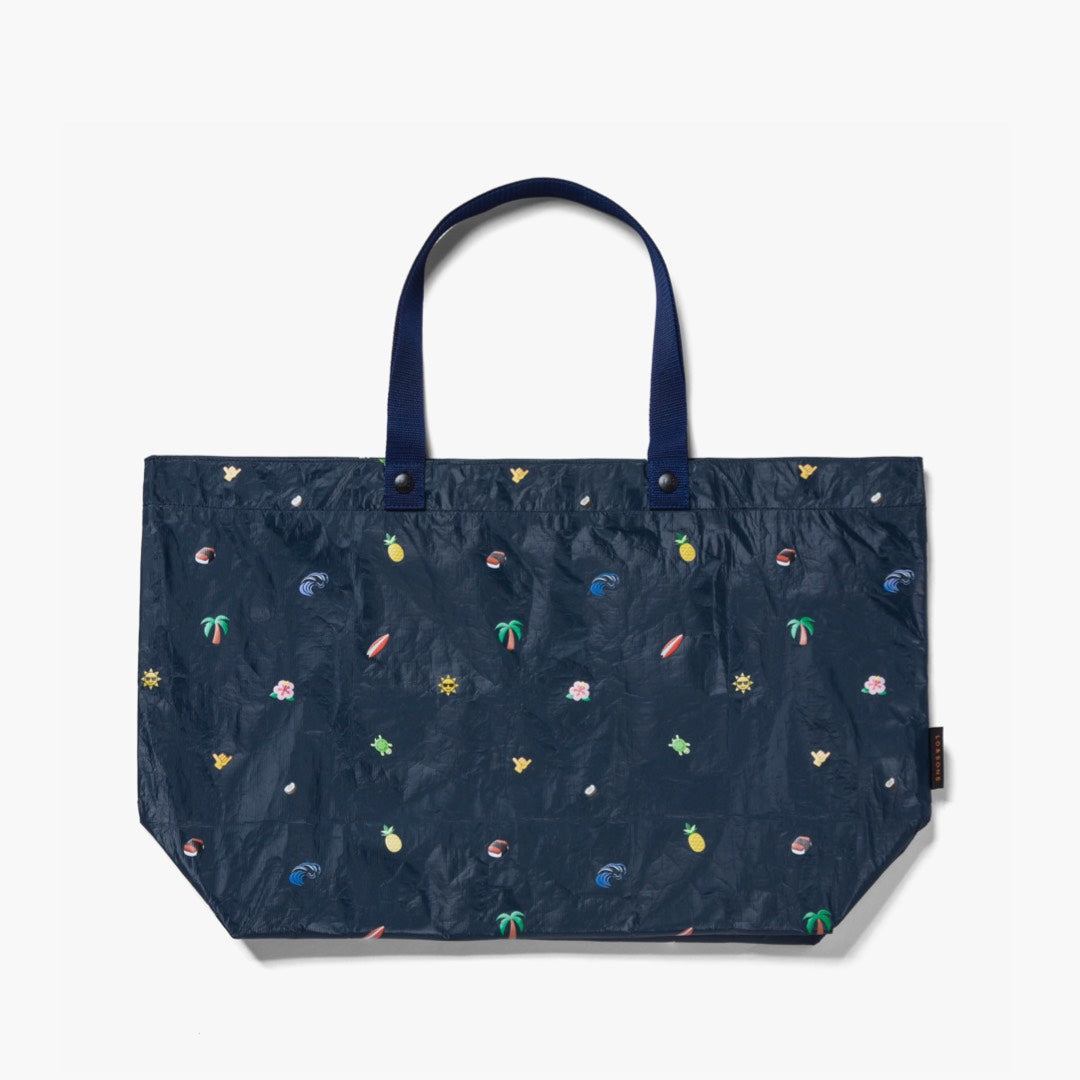 Front - The Del Mar Packable Tote Large - Navy Hawaii Emoji - Lo & Sons