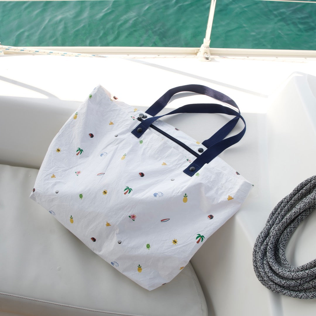 Bag on a boat - The Del Mar Packable Tote Large - White Hawaii Emoji - Lo & Sons