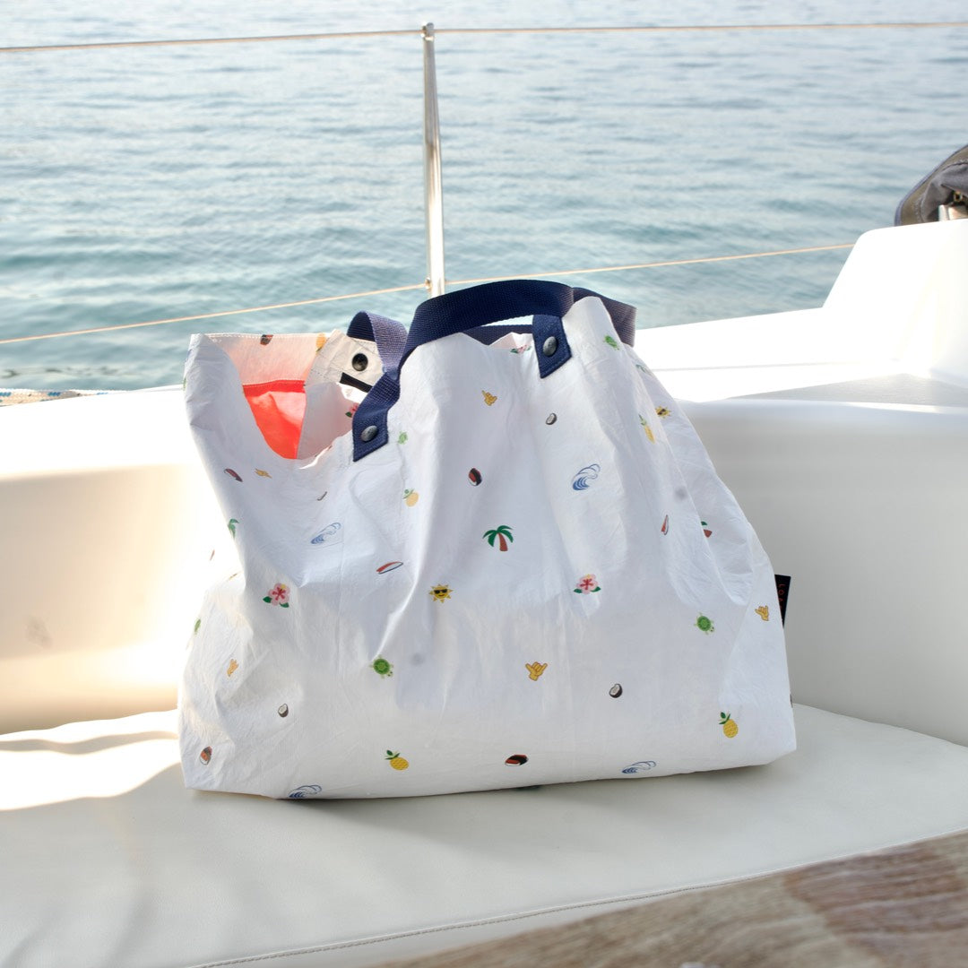 Bag on a boat - The Del Mar Packable Tote Large - White Hawaii Emoji - Lo & Sons