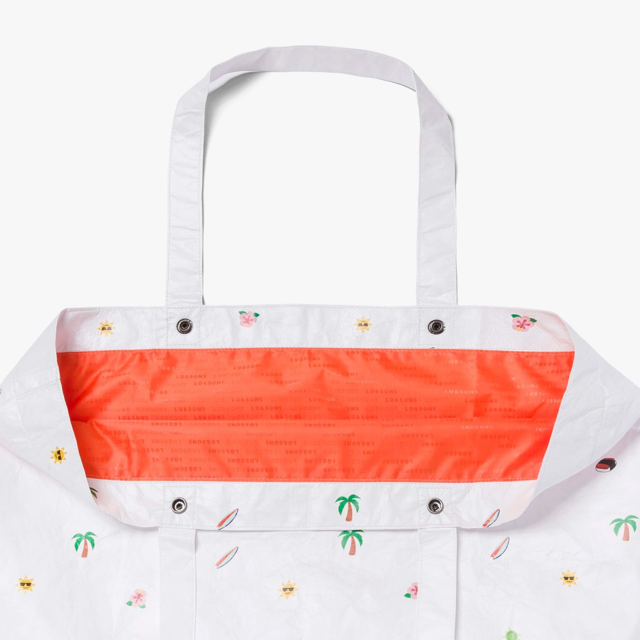 Interior buttons for pouches - The Del Mar Packable Tote Large - White Hawaii Emoji - Lo & Sons