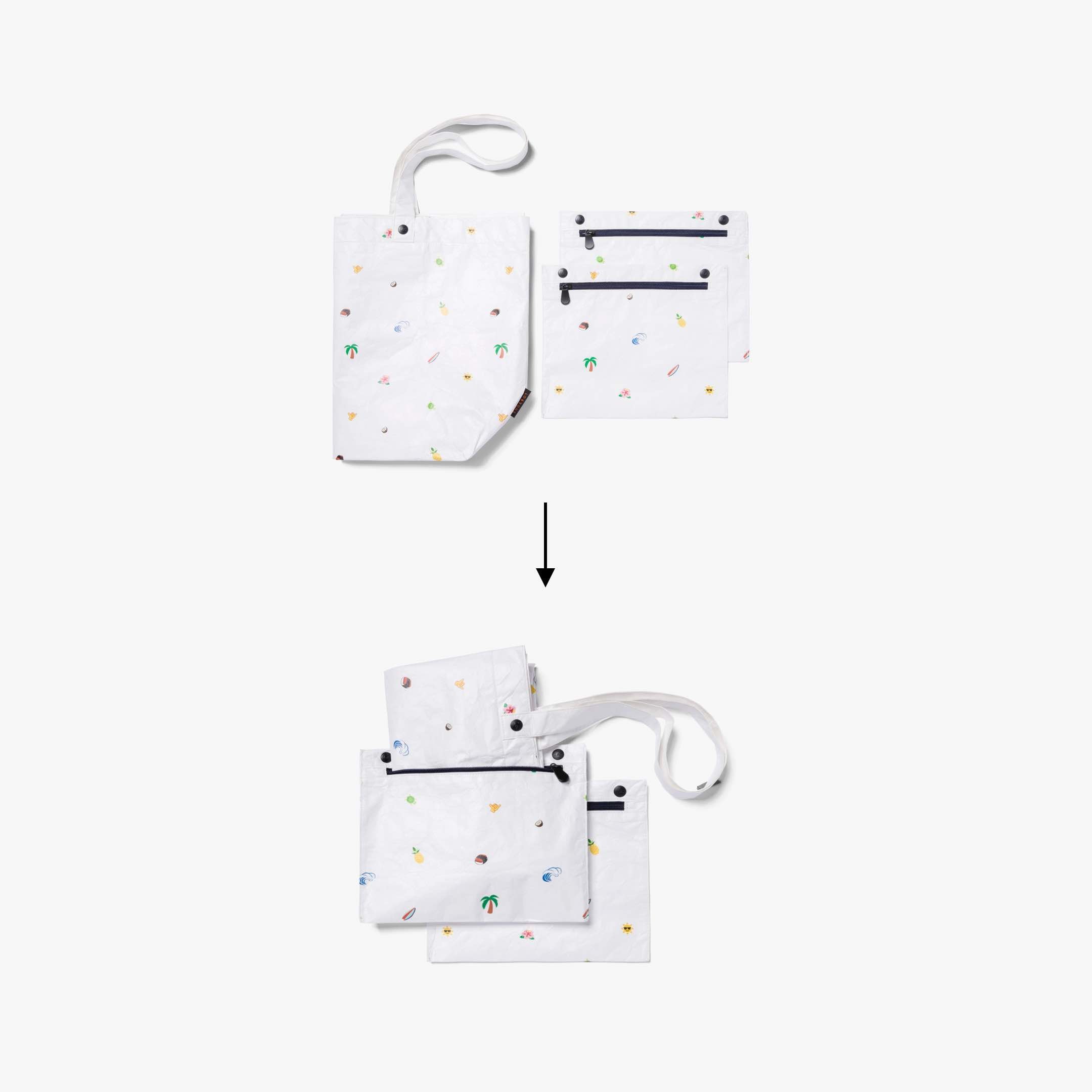 packable in pouches - The Del Mar Packable Tote Large - White Hawaii Emoji - Lo & Sons