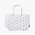 Front - The Del Mar Packable Tote Large - White Zodiac Emoji - Lo & Sons