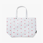 Front - The Del Mar Packable Tote Large - White Zodiac Emoji - Lo & Sons