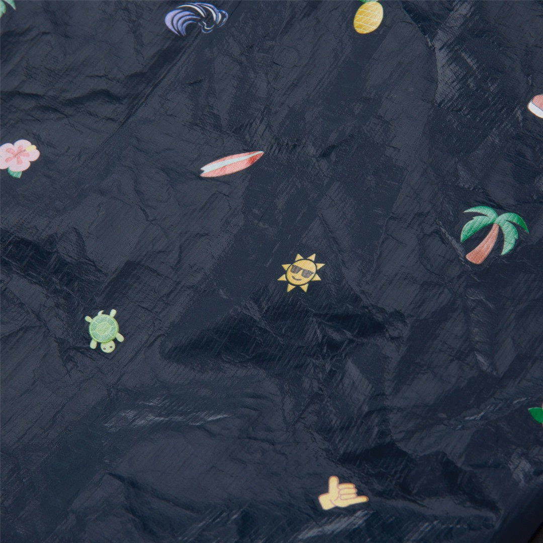 exterior pattern close up  - The Del Mar Packable Tote Small - Navy Hawaii Emoji - Lo & Sons