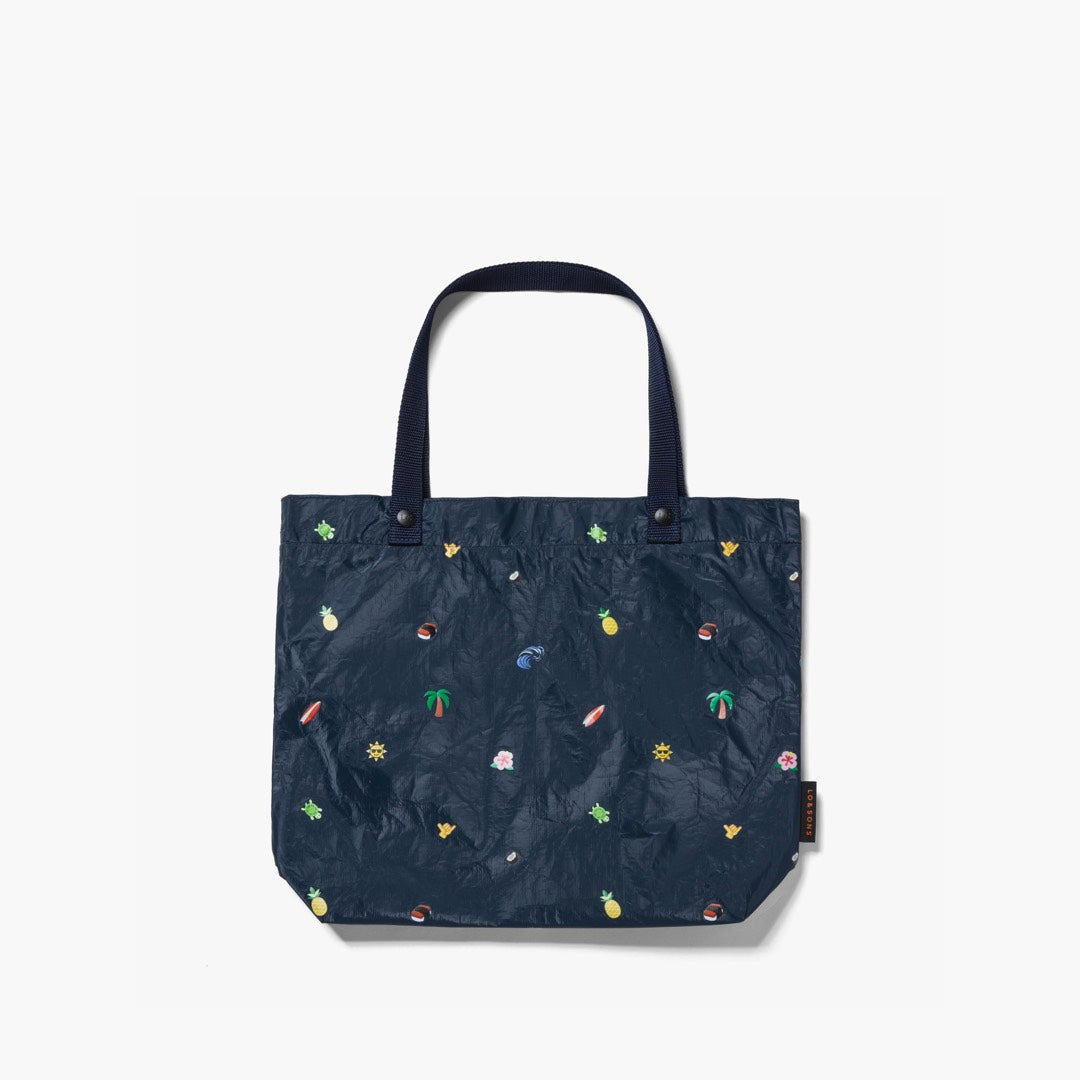 Front - The Del Mar Packable Tote Small - Navy Hawaii Emoji - Lo & Sons