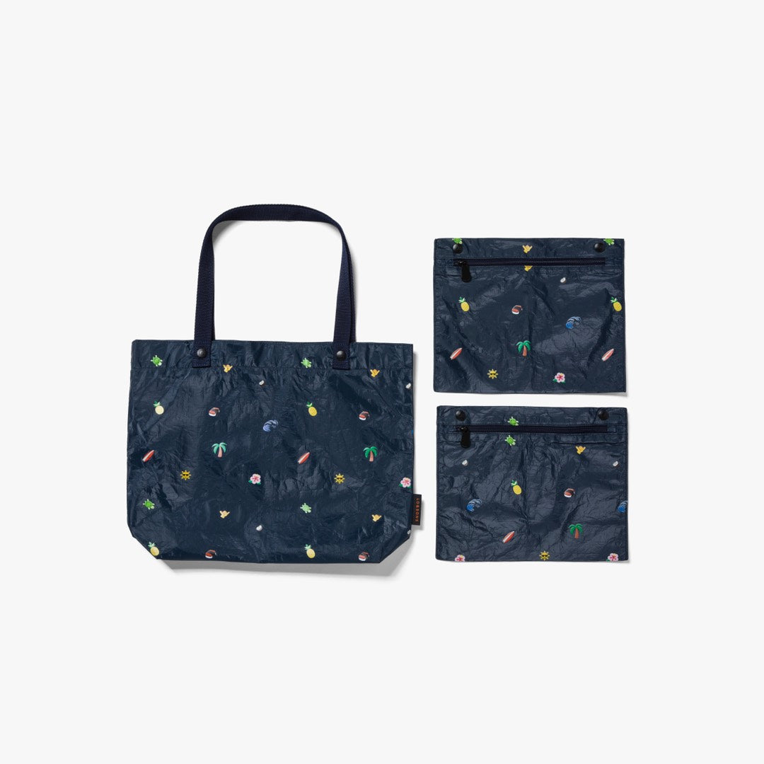 Lo & Sons Del Mar Packable Tote Small - Tyvek - Navy Hawaii Emoji
