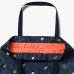 Interior pouch buttons  - The Del Mar Packable Tote Small - Navy Hawaii Emoji - Lo & Sons