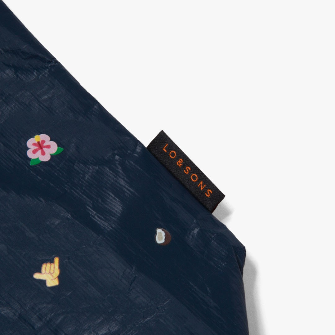 Logo tag  - The Del Mar Packable Tote Small - Navy Hawaii Emoji - Lo & Sons