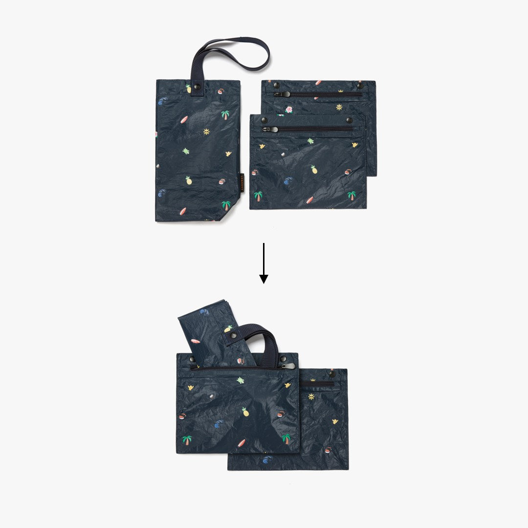 packable pouches  - The Del Mar Packable Tote Small - Navy Hawaii Emoji - Lo & Sons