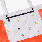 interior pouch close up - The Del Mar Packable Tote Small - White Hawaii Emoji - Lo & Sons