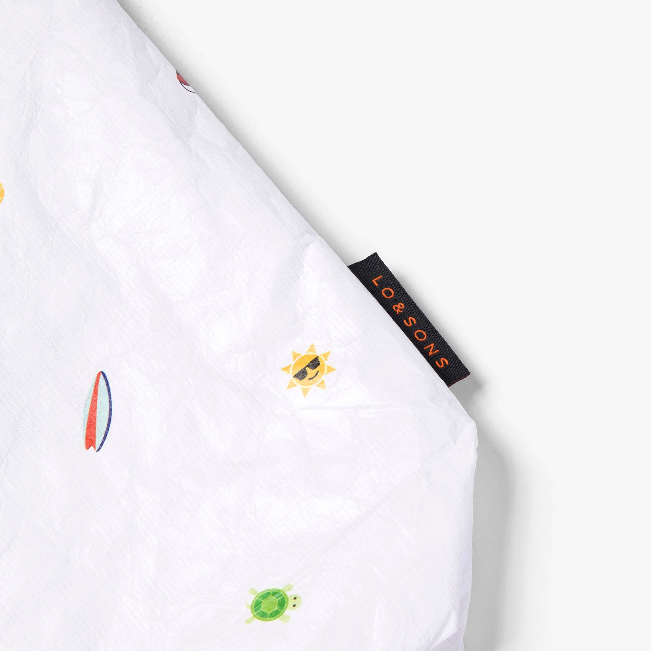 logo tag - The Del Mar Packable Tote Small - White Hawaii Emoji - Lo & Sons