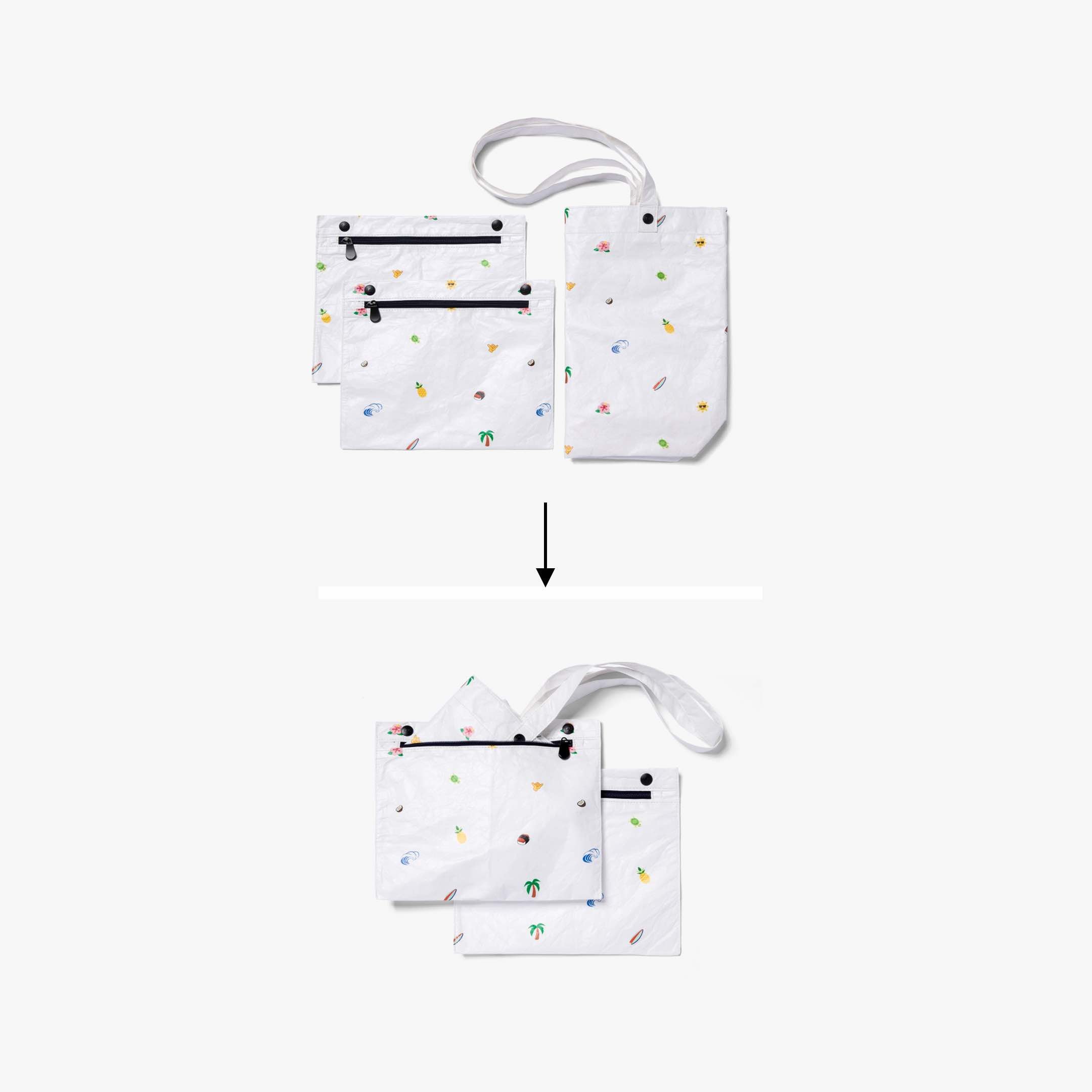 packable in pouches - The Del Mar Packable Tote Small - White Hawaii Emoji - Lo & Sons