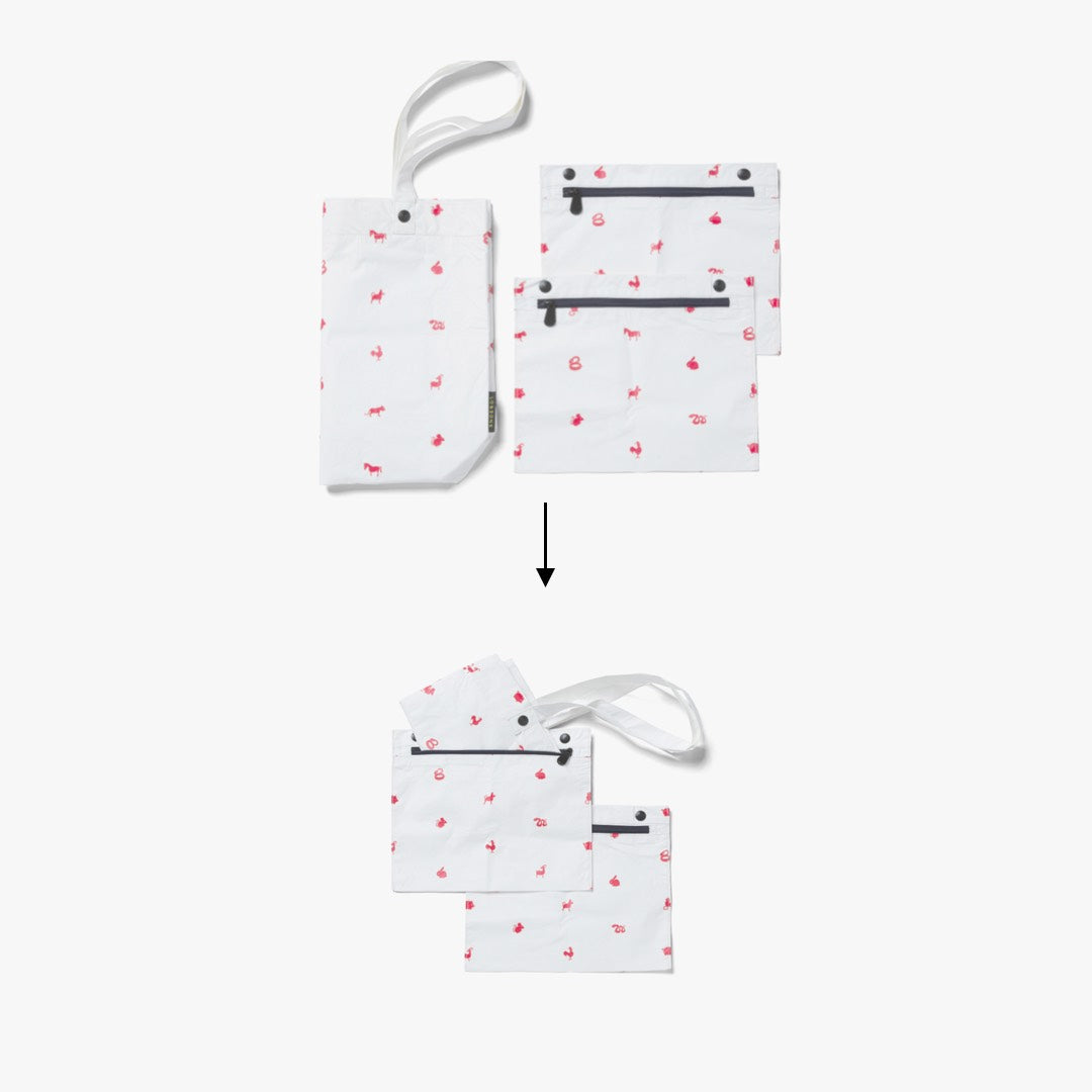Packable pouches - The Del Mar Packable Tote Small - White Zodiac Emoji - Lo & Sons