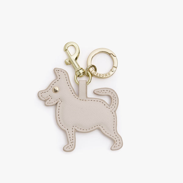 Leather Key Chain Charm - Year of the Dog Charm - Ivory