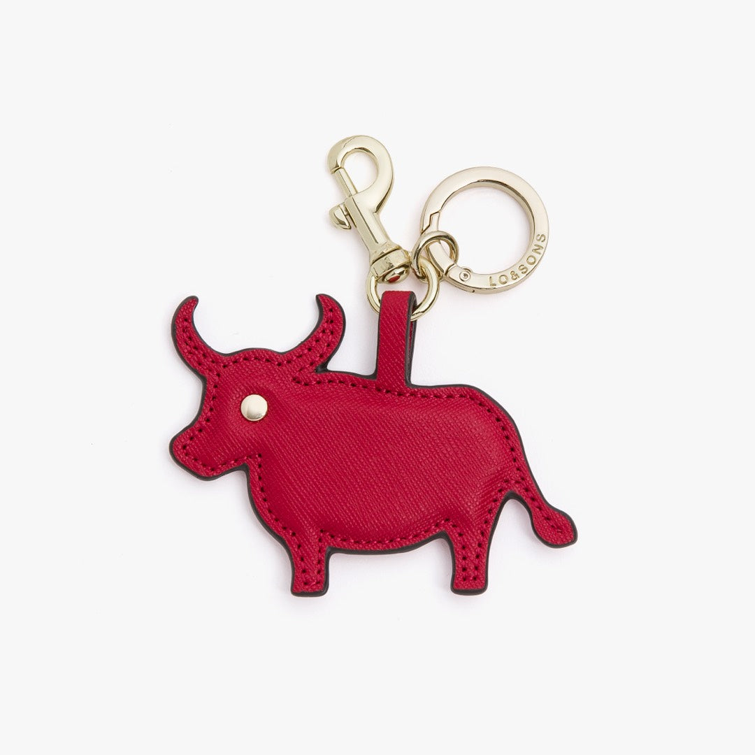 Year of the Ox Chinese Zodiam Charm - Red Leather - Small Acessory - Lo & Sons